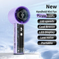 Ventilador de mano digital turbo de alta velocidad con 100 niveles ajustables, silencioso, portátil, botones físicos mecha transparentes