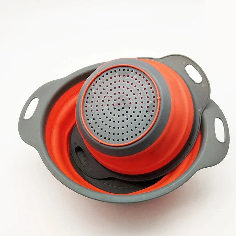 Escurridor plegable de silicona, cesta para lavar frutas y verduras, colador plegable, escurridor plegable, herramienta de almacenamiento de cocina