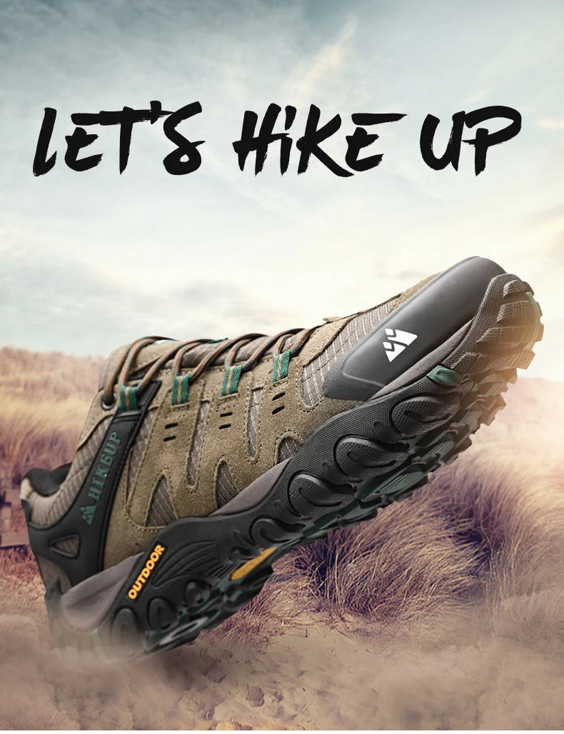 Zapatos de senderismo HIKEUP para hombre, zapatos de exterior de piel de ante, zapatillas tácticas resistentes al desgaste para senderismo, caminar y cazar
