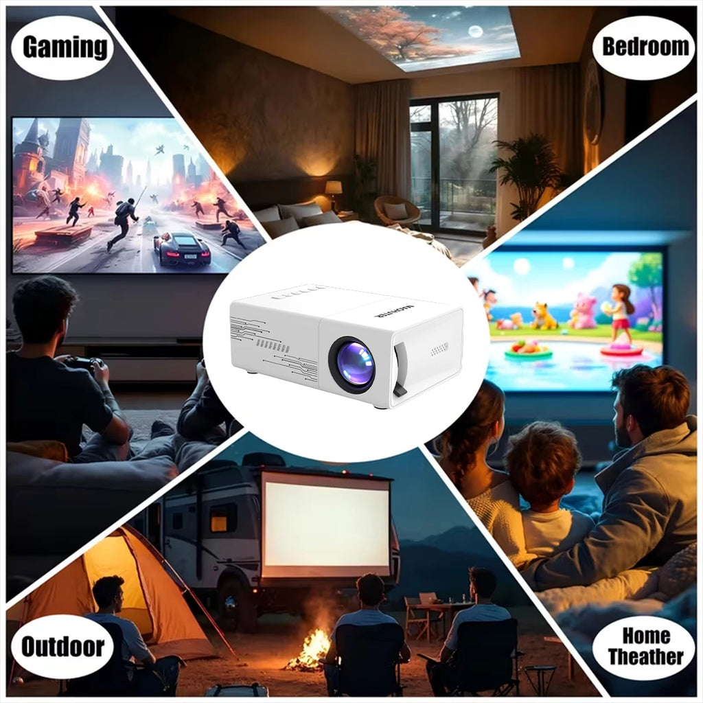 Mini proyector HD con efecto de cine en casa, altavoz incorporado, para el hogar/oficina/escuela/fiestas, con control remoto para una visualización inmersiva