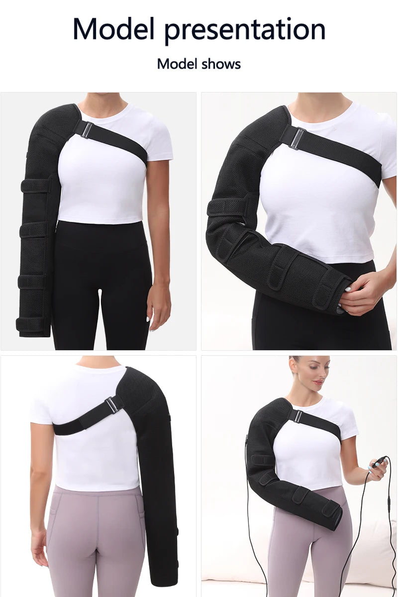Protector de Brazo con Calefacción por Capa de Aire, Masajeador de Vibración para Aliviar el Dolor de Hombro Congelado y Codo, Soporte de Recuperación Térmico para el Brazo