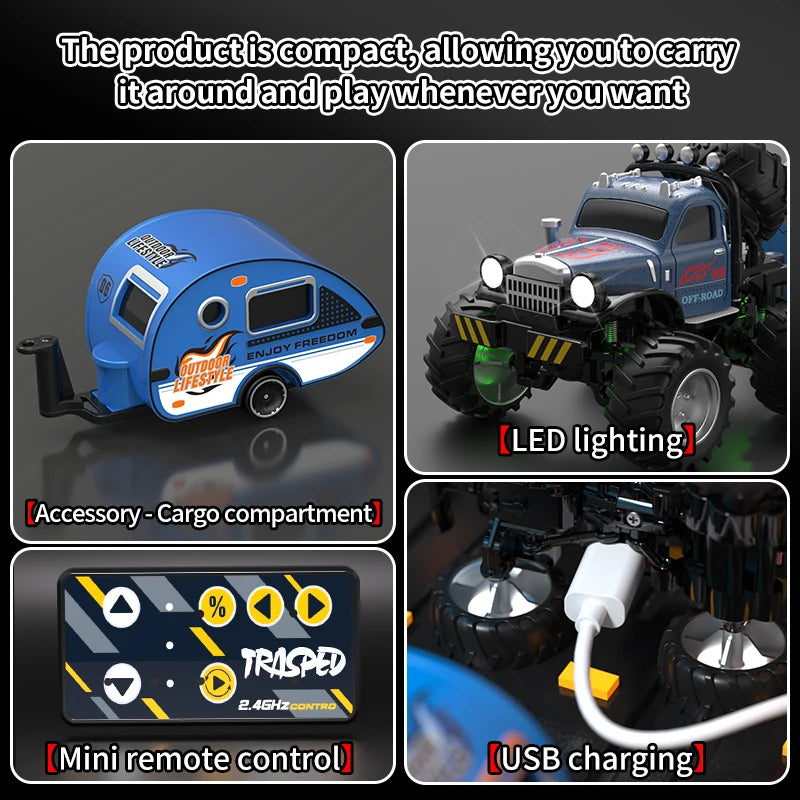 Mini Coche Teledirigido 1:64 de Aleación con Control Dual