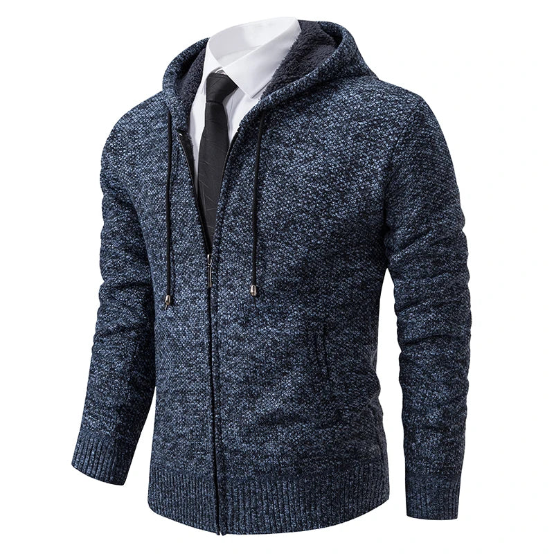 Buzo Cárdigan con Cremallera para Hombre – Cuello Alto y Forro Polar
