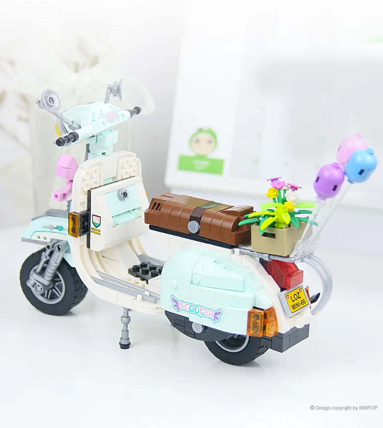 Bloques de Construcción LOZ-1117, Motocicleta Eléctrica Urbana, Modelo MOC para Armar, Decoración de Escritorio, Regalo Coleccionable para Adultos, Cumpleaños, Festividades
