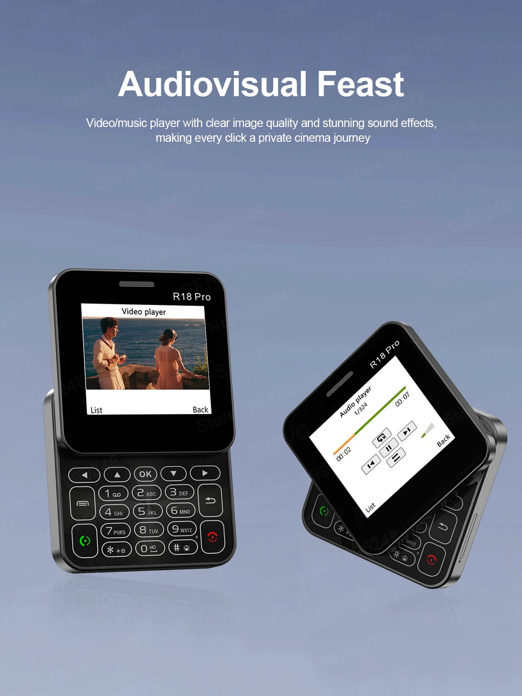 SERVO R18 Pro — Teléfono Básico Giratorio Doble SIM, Radio FM y Linterna