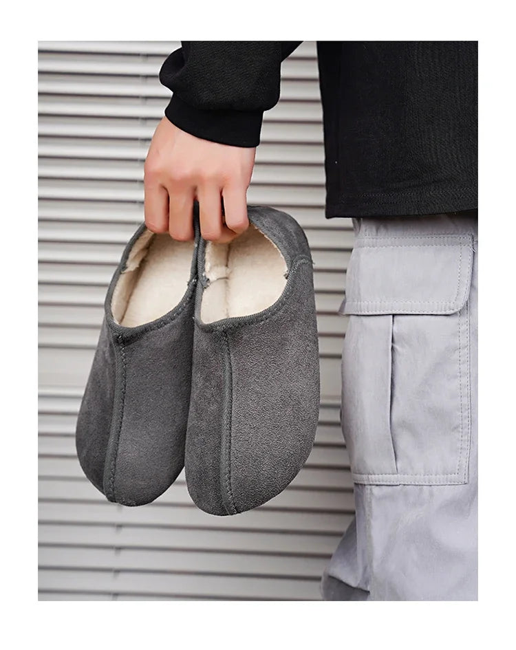 YRZL zapatos de algodón de invierno para hombre, zapatillas ligeras sin cordones cálidas, mocasines de algodón de felpa para dormitorio y hogar, zapatos cálidos de invierno Unisex