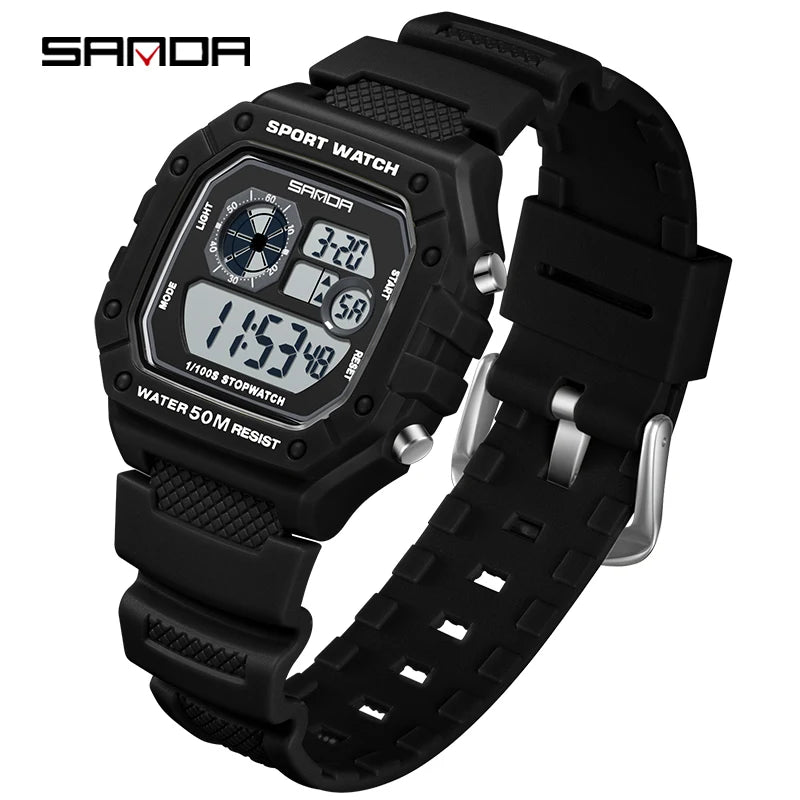 Reloj Digital SANDA 2202 para Hombre, LED Deportivo Impermeable 5 Bar