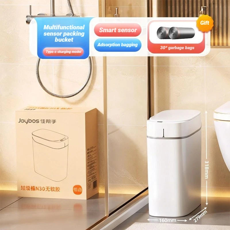 Cubo de basura inteligente Joybos con sensor, impermeable y diseño estrecho