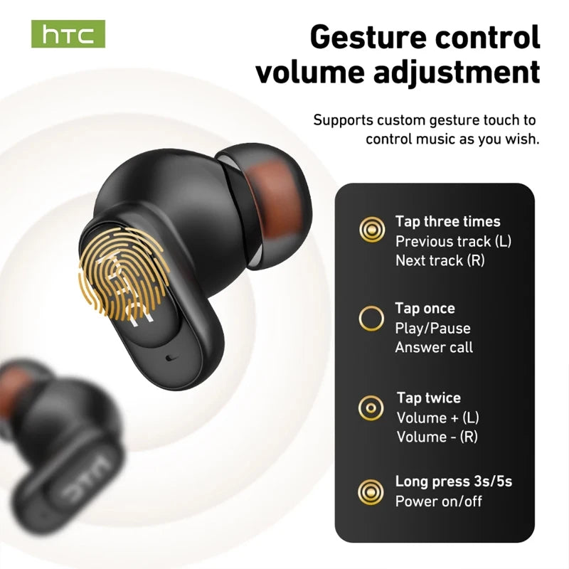 Auriculares HTC NE79 con Traducción en Tiempo Real, Bluetooth, Música HiFi, Llamadas HD, Reducción de Ruido, Auriculares Inalámbricos con Pantalla LED y Micrófono