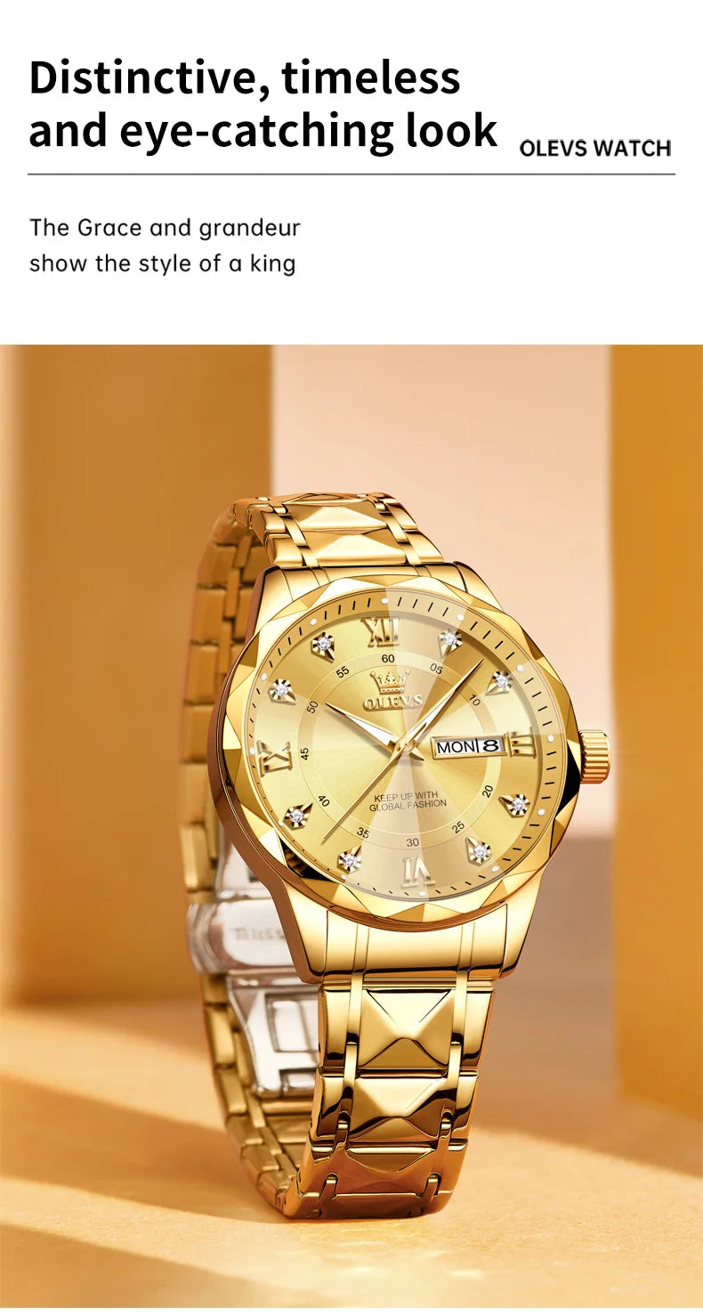Reloj de Cuarzo OLEVS para Hombre con Calendario de Acero Inoxidable