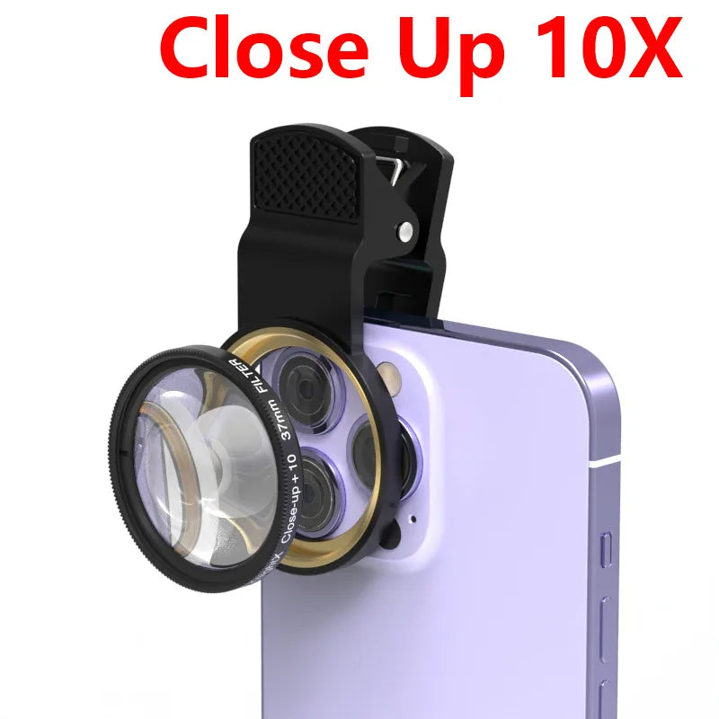 Lente Macro 10X para iPhone y Móvil, Filtro Primer Plano con Clip