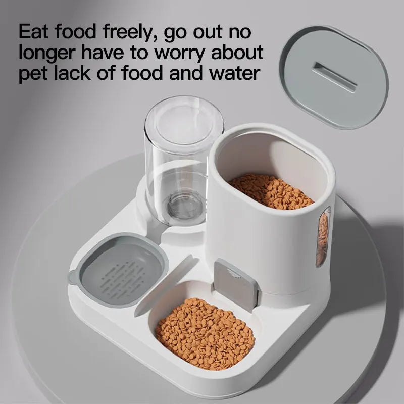 Dispensador y comedero automático de agua para gatos con relleno por gravedad, diseño de una sola pieza de gran capacidad a prueba de derrames, 1 paquete