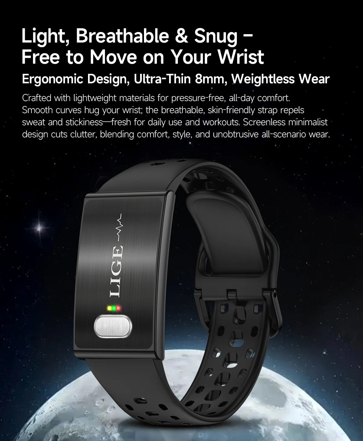LIGE Pulsera Inteligente ECG+PPG HRV Enfermería