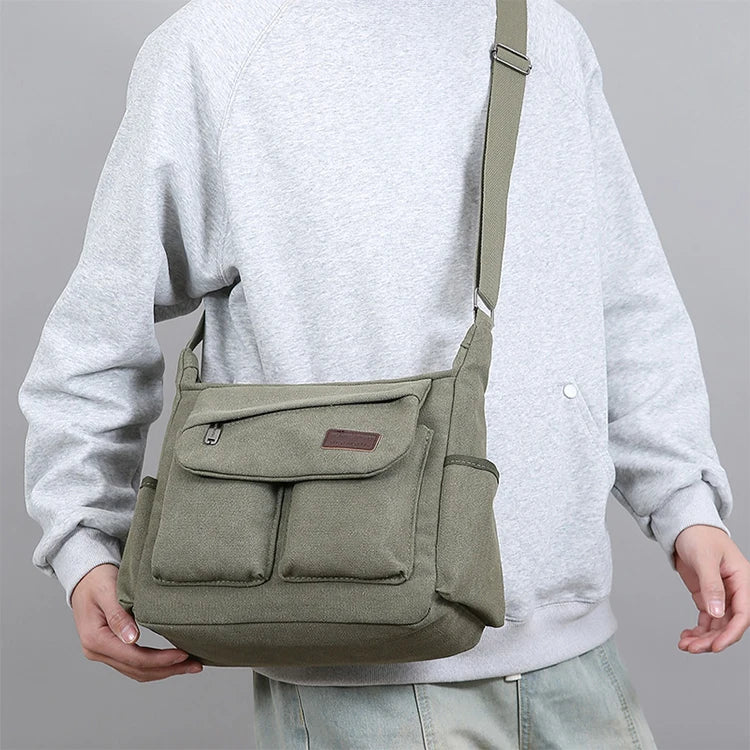 Bolso bandolera para hombre, diseño con múltiples bolsillos, bolso de hombro de gran capacidad, elementos esenciales para exteriores, almacenamiento funcional, viajeros urbanos