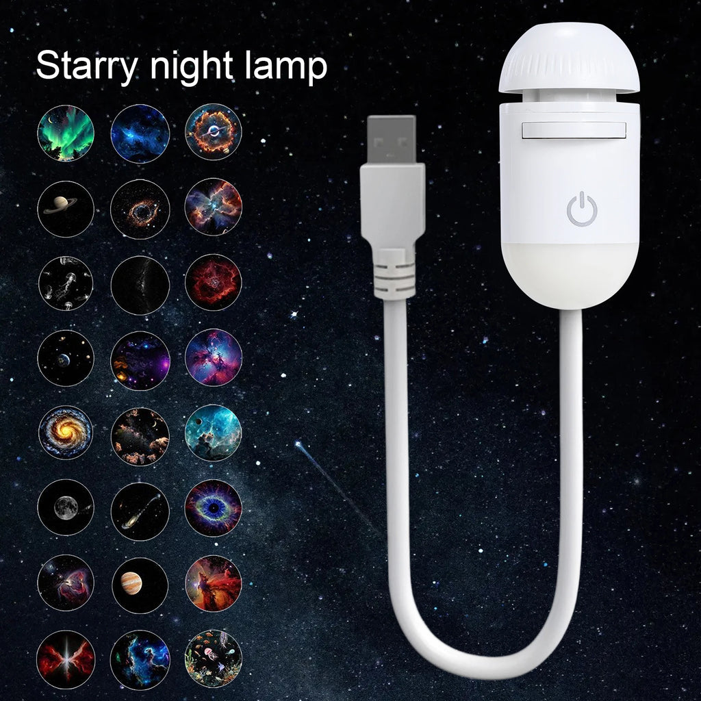 Mini proyector de galaxia LED 360° con cielo estrellado para decoración y fiestas