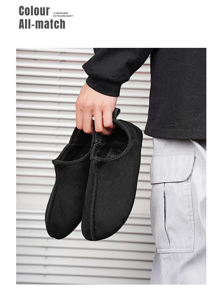 YRZL zapatos de algodón de invierno para hombre, zapatillas ligeras sin cordones cálidas, mocasines de algodón de felpa para dormitorio y hogar, zapatos cálidos de invierno Unisex