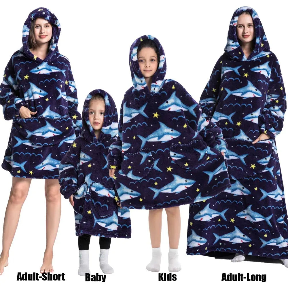 Sudaderas con capucha de invierno para hombre y mujer, jersey de lana gigante para TV, manta de gran tamaño con mangas, ropa de calabaza de Halloween para adultos