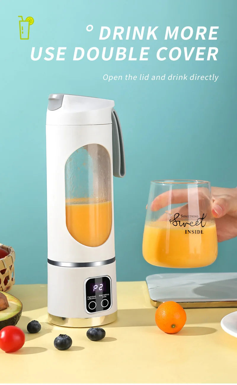 Licuadora Portátil Recargable 450ml con Expulsión de Pulpa