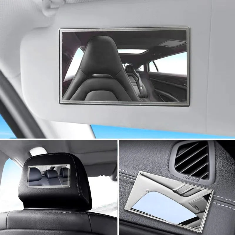 Espejo para visera de coche, espejo cosmético de sombreado solar de acero inoxidable para esposa y novia, espejo de maquillaje para respaldo de asiento en tocador de coche