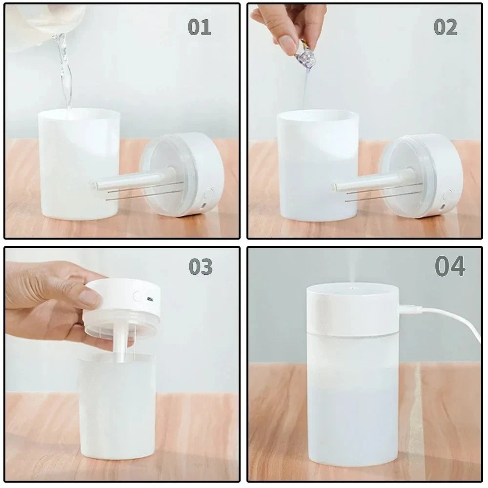 Mini humidificador de aire de 180ML, difusor de aroma eléctrico USB, purificador de aceites esenciales, generador de niebla de aromaterapia, luces para coche, hogar y dormitorio