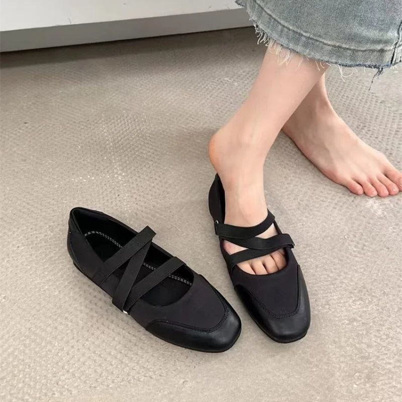 Zapatos Planos Mary Jane para Mujer, Punta Redonda, Estilo Ballet