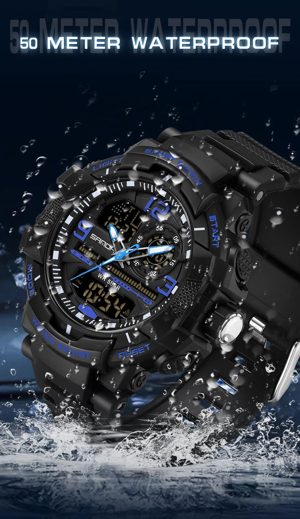 Reloj Deportivo SANDA Doble Pantalla para Hombre con Cronómetro