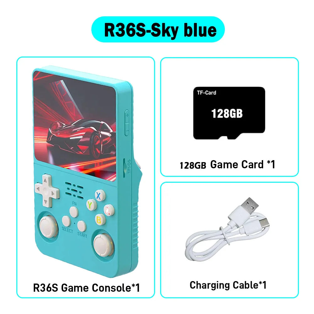Consola de Juegos Retro R36S ARKOS, Pantalla IPS 3.5 Pulgadas, 64GB
