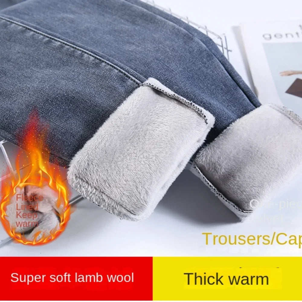 Pantalones Vaqueros Ajustados de Terciopelo para Mujer, Cintura Alta, Invierno