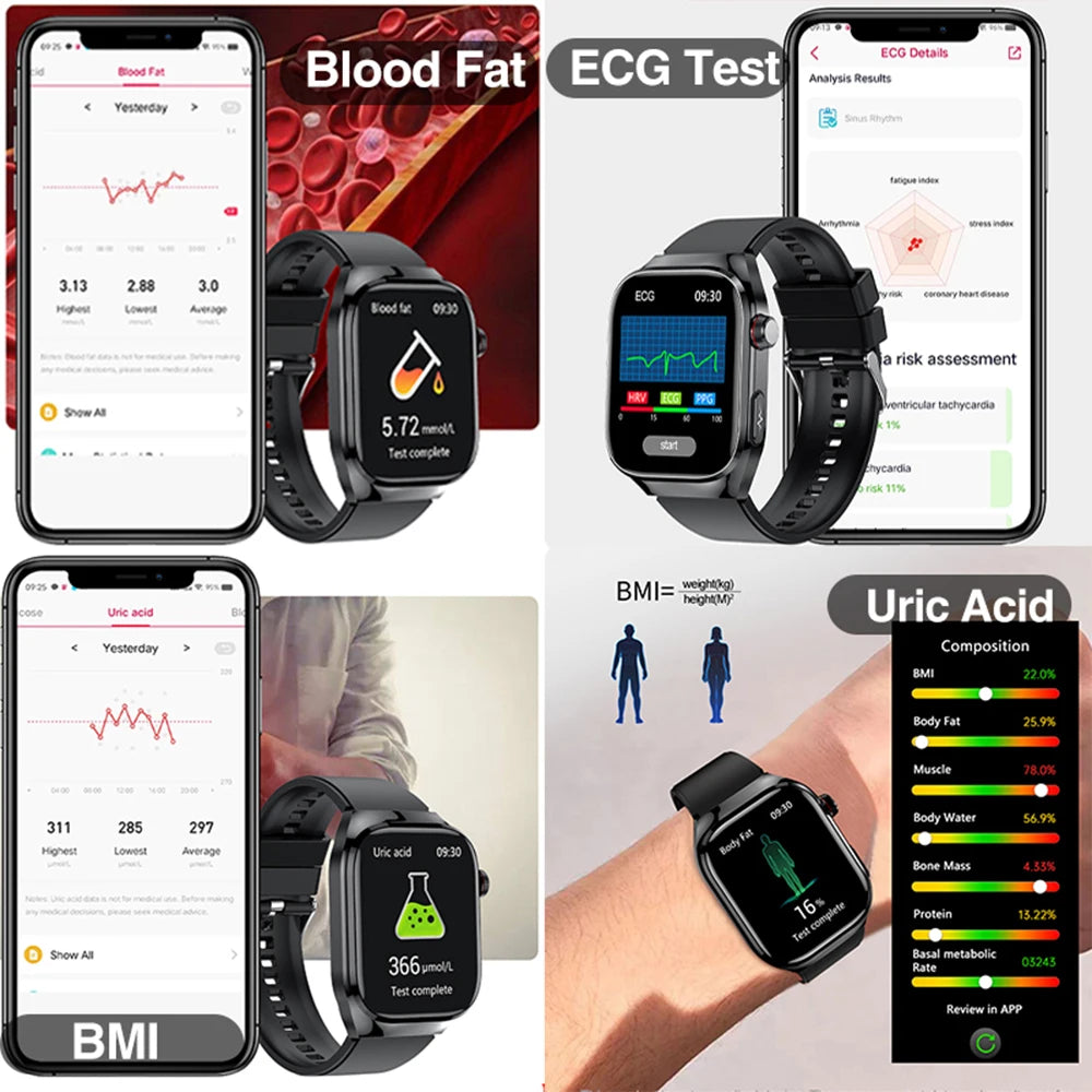 Reloj Inteligente ECG Presión Arterial Bluetooth