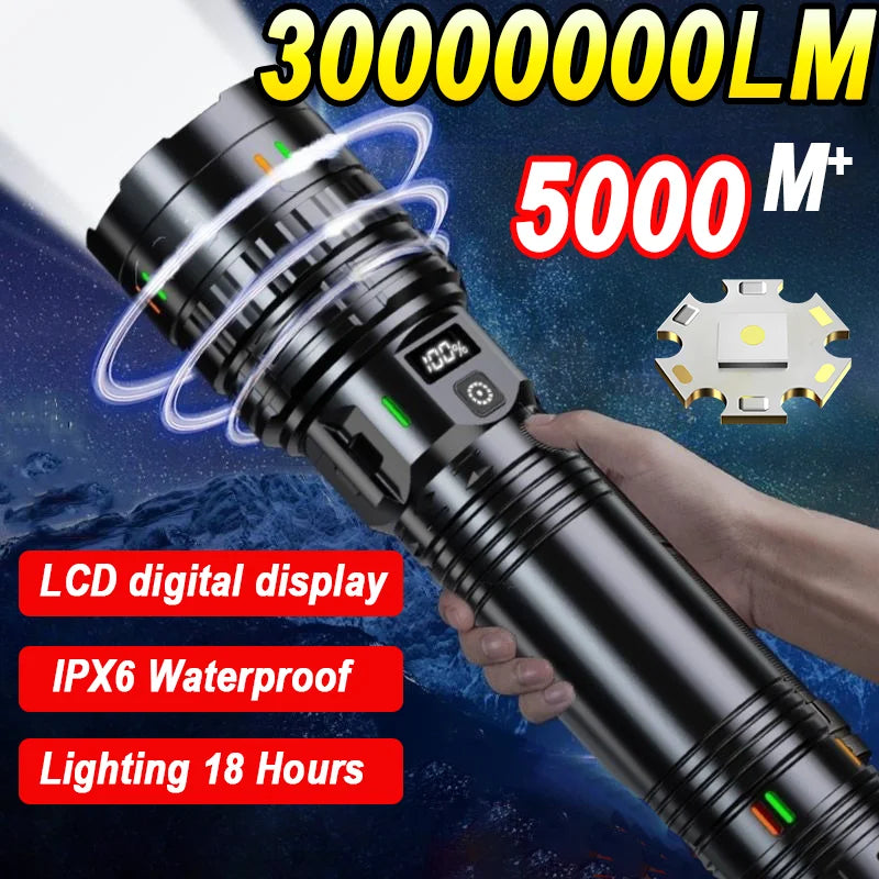 Linterna Táctica LED Recargable de Alto Alcance para Camping