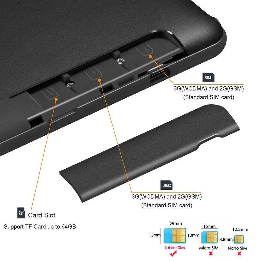 Nuevas Tabletas Android de Google de 10.1 Pulgadas, Octa Core, Doble SIM, Doble Cámara, Bluetooth, Wifi, Llamadas Telefónicas 3G, Tableta Portátil