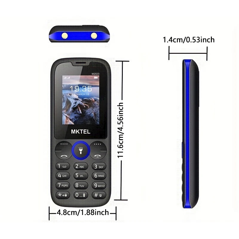 Teléfono Móvil MKTEL M2023 para Personas Mayores, Pantalla de 1.77 Pulgadas, Botones Grandes, Doble SIM, Bluetooth, Cámara, Juegos, Radio FM, Linterna, Larga Duración de Batería