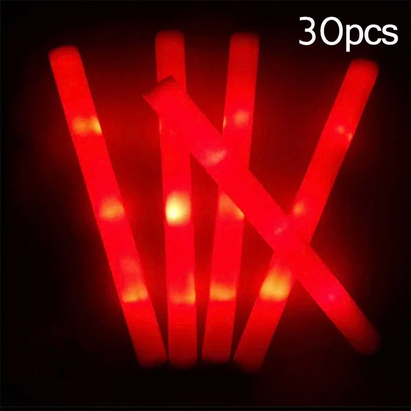 Barras luminosas LED de espuma multicolor para fiestas (pack 15 o 30)