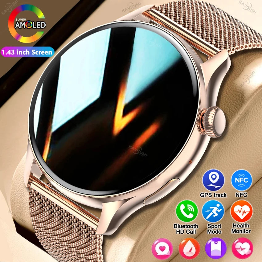 Reloj Inteligente NFC para Mujer con AMOLED, GPS y Llamadas Bluetooth