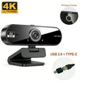 Cámara web JETO 4K UHD 8MP con doble micrófono AI y cancelación de ruido