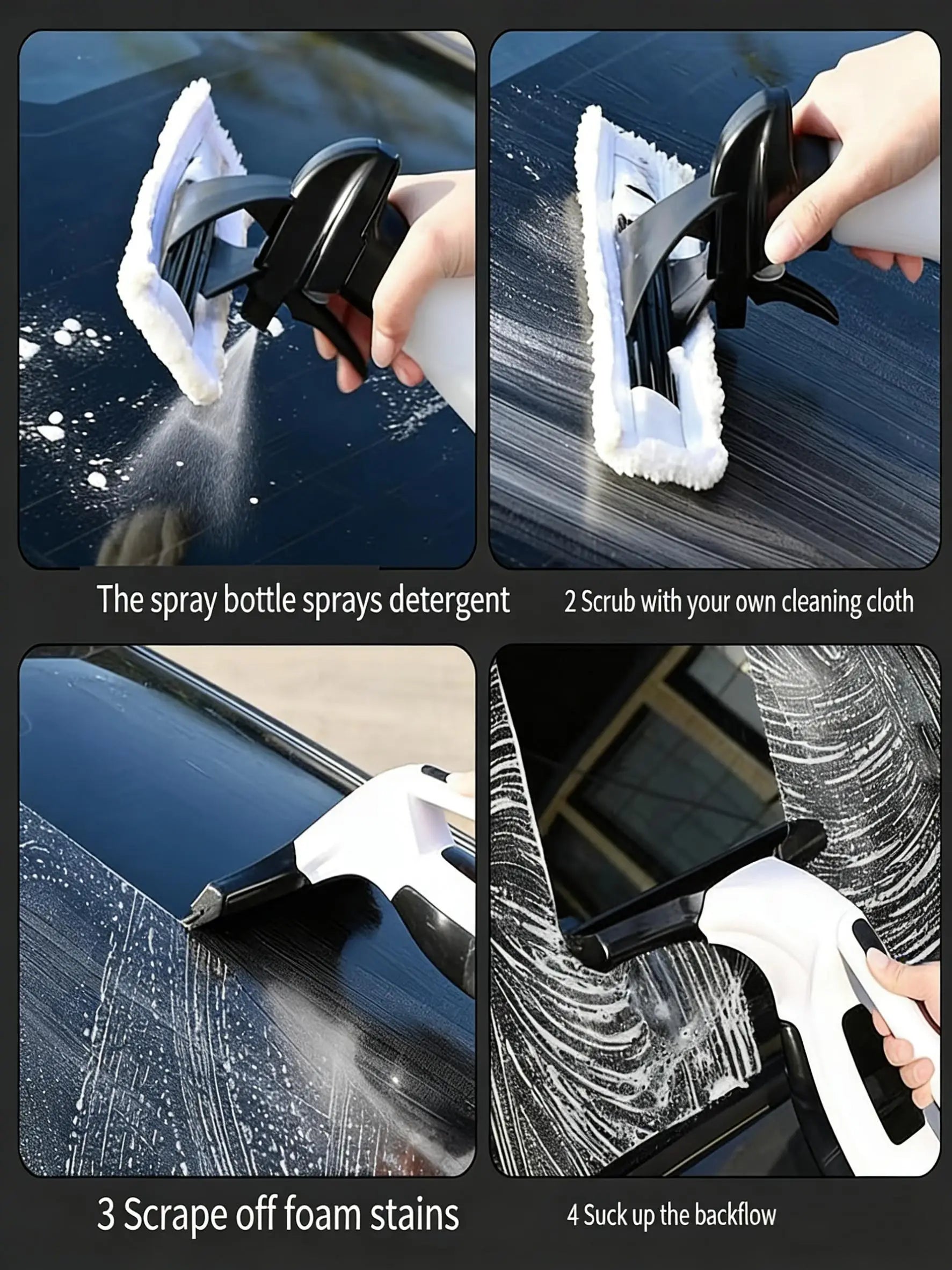 Limpiador de Vidrios Tres en Uno, Kit de Herramientas para Limpiar Ventanas, Raspador para Limpiar Paredes de Cocina y Escritorios, Máquina Limpiadora de Ventanas con Fuerte Succión