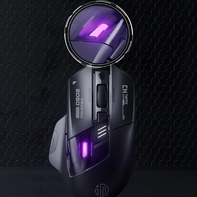 Ratón inalámbrico para juegos Inphic A9 Explorer V2 con indicador de nivel de batería de 500mA, ergonómico, Bluetooth, para oficina, PC y portátil.