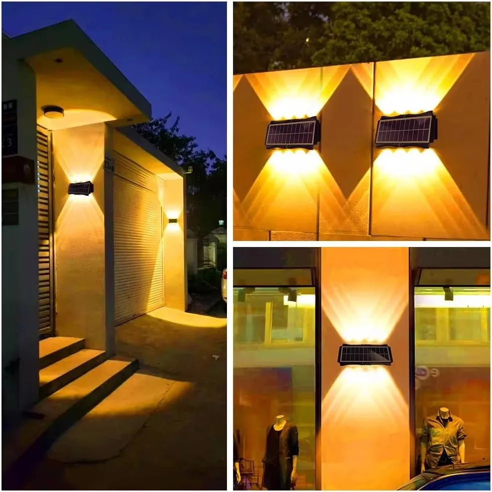 Lámpara Solar de pared para exteriores, luz LED Solar impermeable hacia arriba y hacia abajo, iluminación luminosa, luces decorativas para balcón, patio y jardín