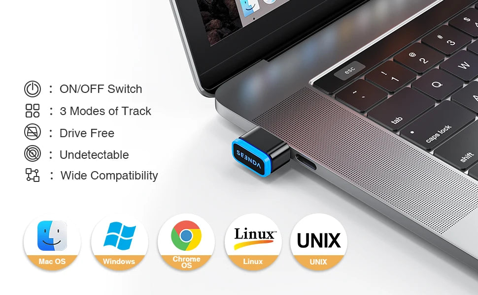 Seenda DK16 Mouse Jiggler Indetectable Mouse Mover Shaker Simular Ratones Sin Controlador Mantiene Computadora PC Portátil Acordado