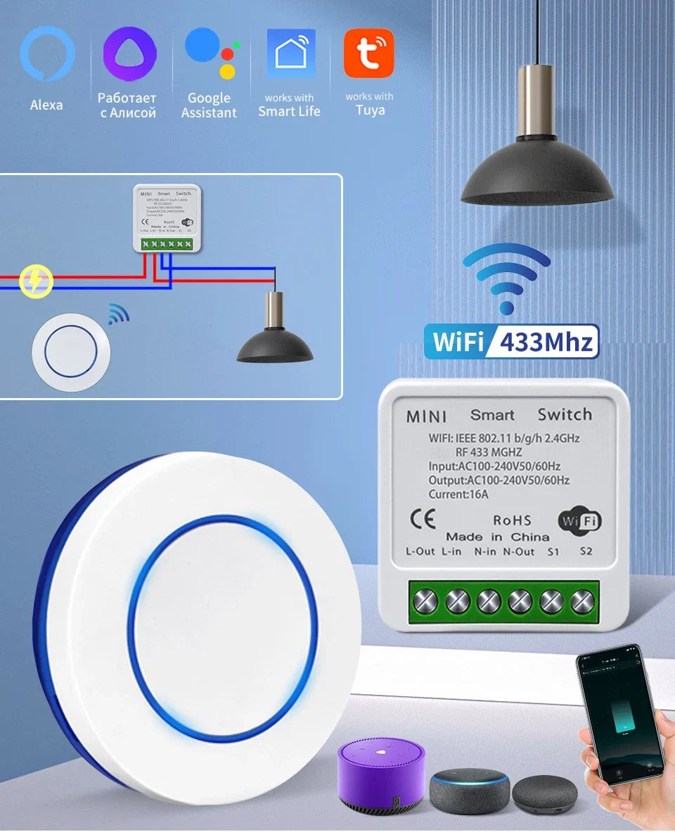 Interruptor Inteligente WiFi Tuya RF 16A Smart Life
