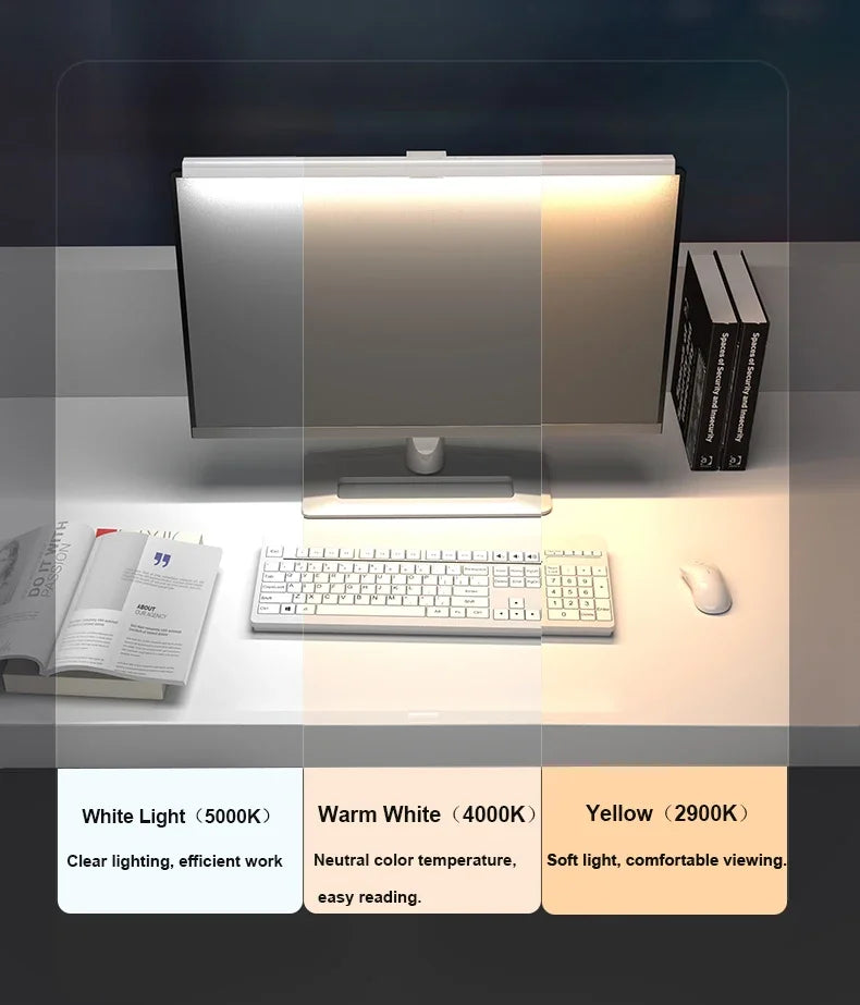 Barra de luz para Monitor de ordenador de 50cm, luces colgantes para pantalla, atenuación continua, lámpara de escritorio USB para estudio, luz de lectura, lámpara para Monitor de mesa