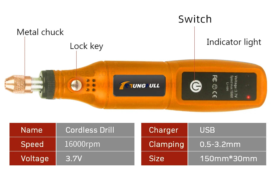 Mini Taladro Inalámbrico recargable, máquina de pulido, bricolaje, Mini herramienta rotativa, herramienta de grabado USB, herramienta Dremel, Mini máquina de grabado