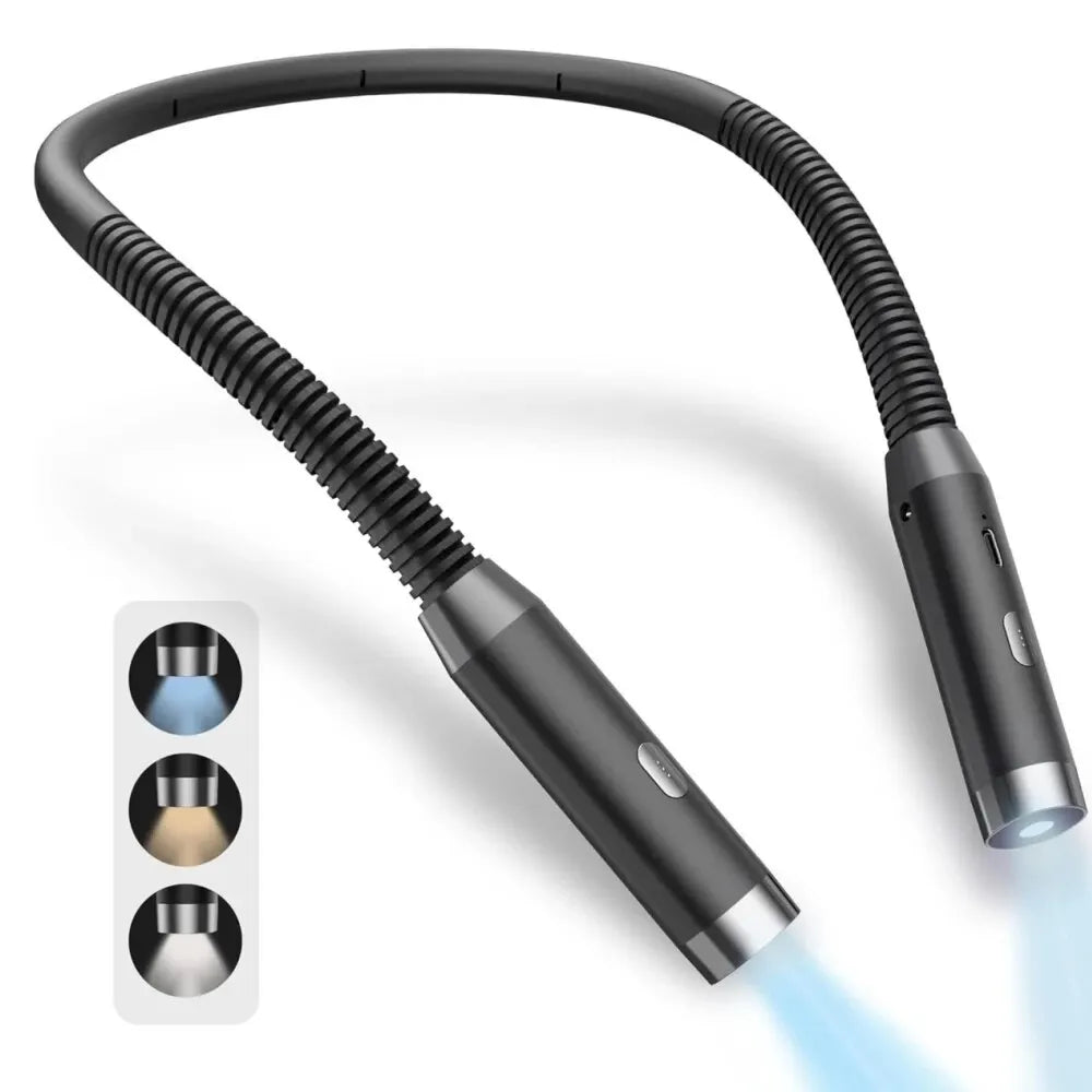Luz LED para el cuello, 3 modos, lámpara de lectura para abrazos, lámpara portátil recargable para libros, novedad, linterna para libros, luz nocturna para el cuello