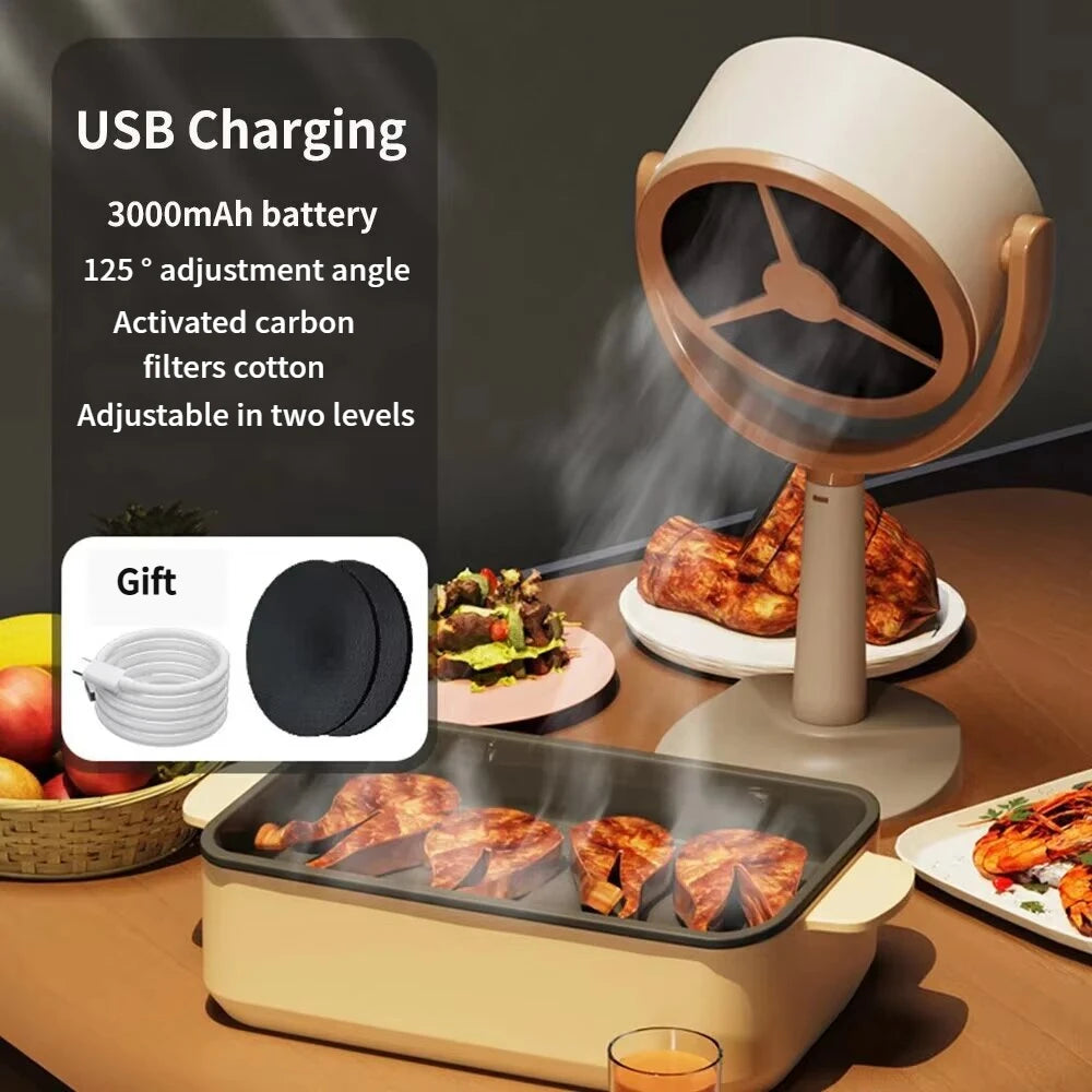 Campana Extractora eléctrica de escritorio, Mini extractor de aire portátil de alta potencia de succión con ángulo ajustable USB para barbacoa, olla caliente, electrodoméstico de cocina
