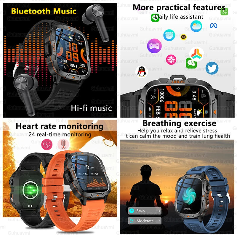 Reloj Inteligente de Grado Militar 2025, Pantalla AMOLED de 1.96 Pulgadas, Resistente al Agua 5ATM, Reloj Inteligente Deportivo con Llamadas Bluetooth