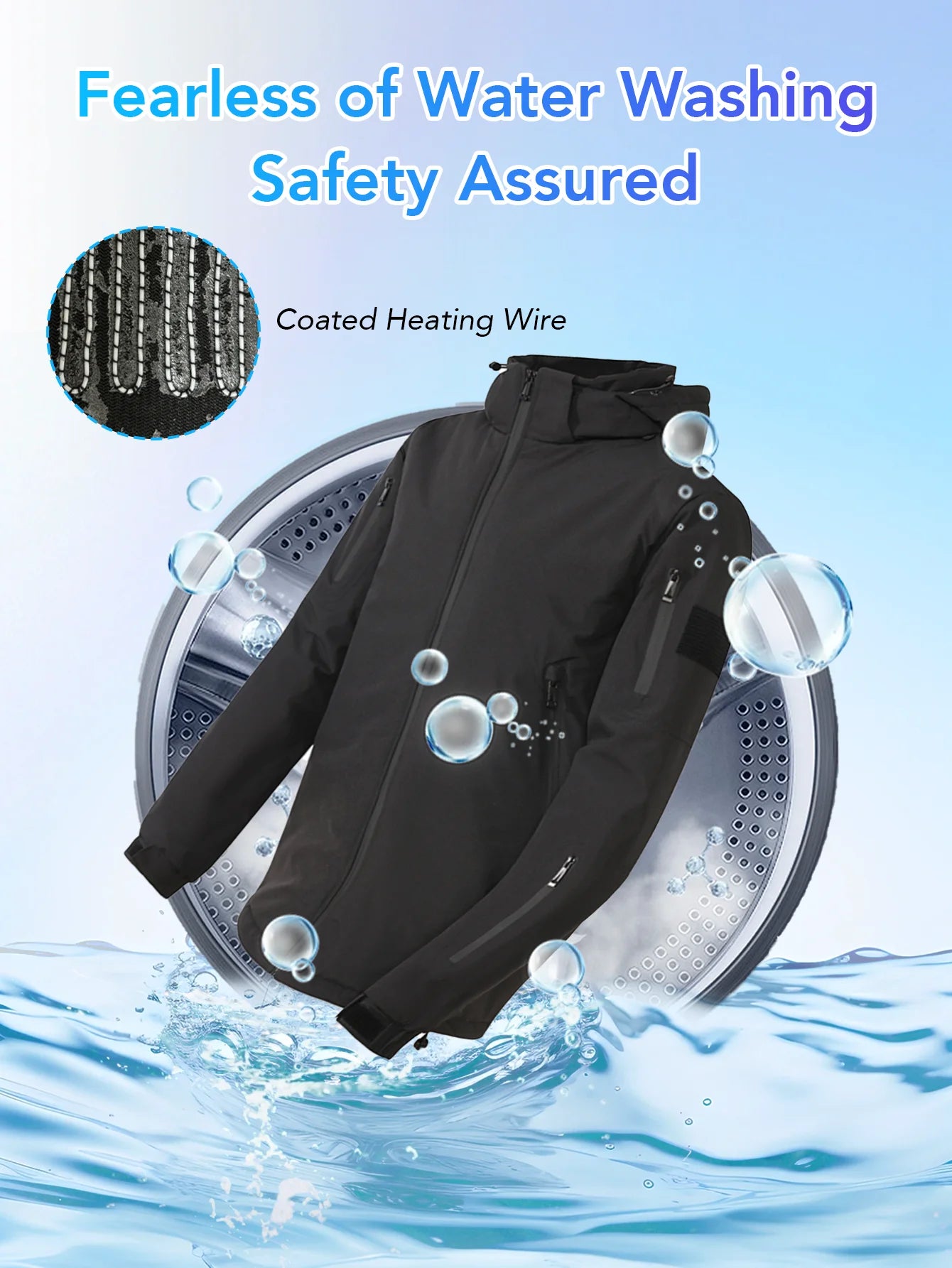 Chaqueta Calefactora con Capucha para Hombre | Calefacción USB 8 Zonas