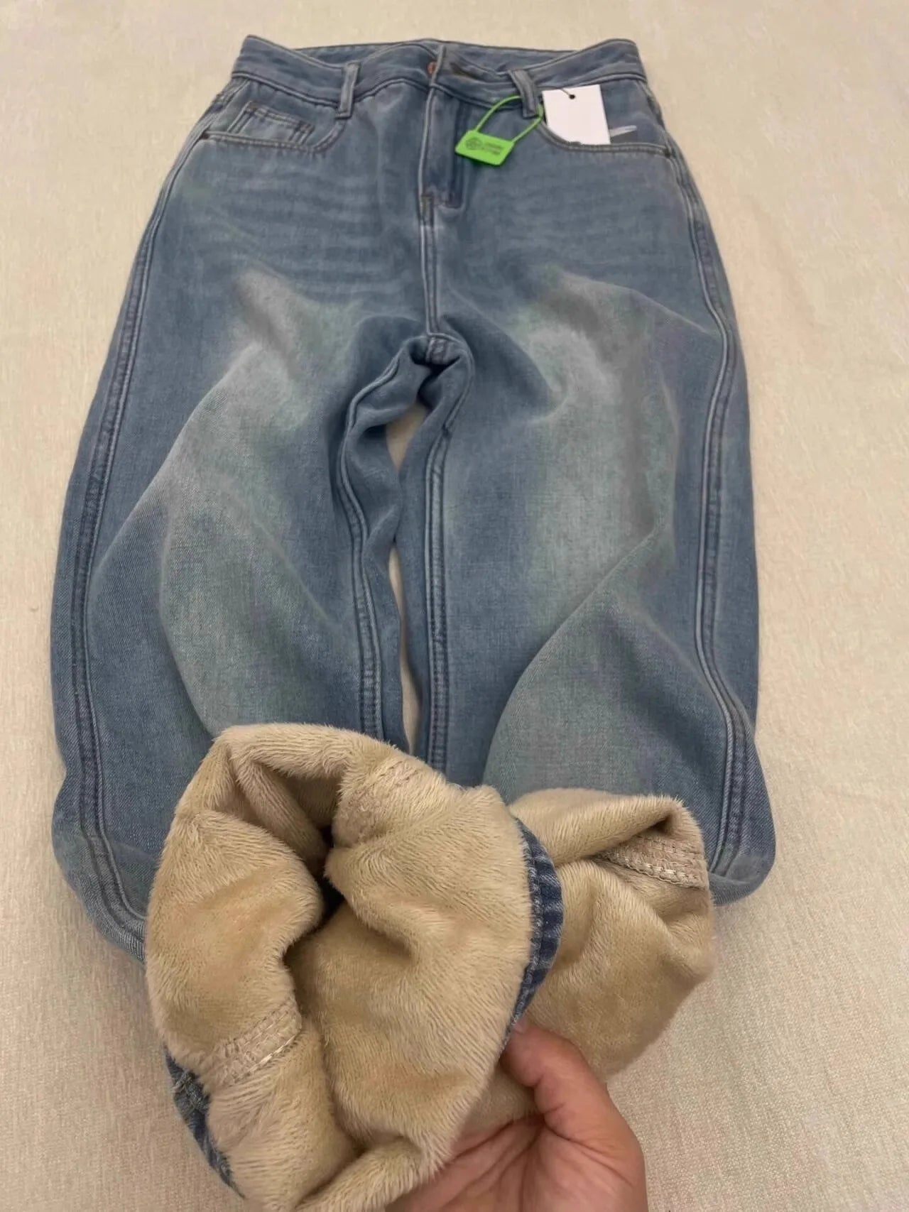 Pantalones Vaqueros Rectos de Lana Gruesa para Mujer, Terciopelo, Invierno