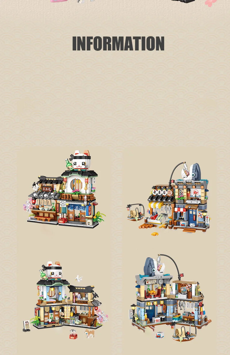 Bloques de Construcción LOZ-1219 Snack Street, Modelo DIY de Tienda de Té con Leche y Takoyaki, Decoración de Escritorio, Regalo Coleccionable para Adultos, Cumpleaños, Festividades