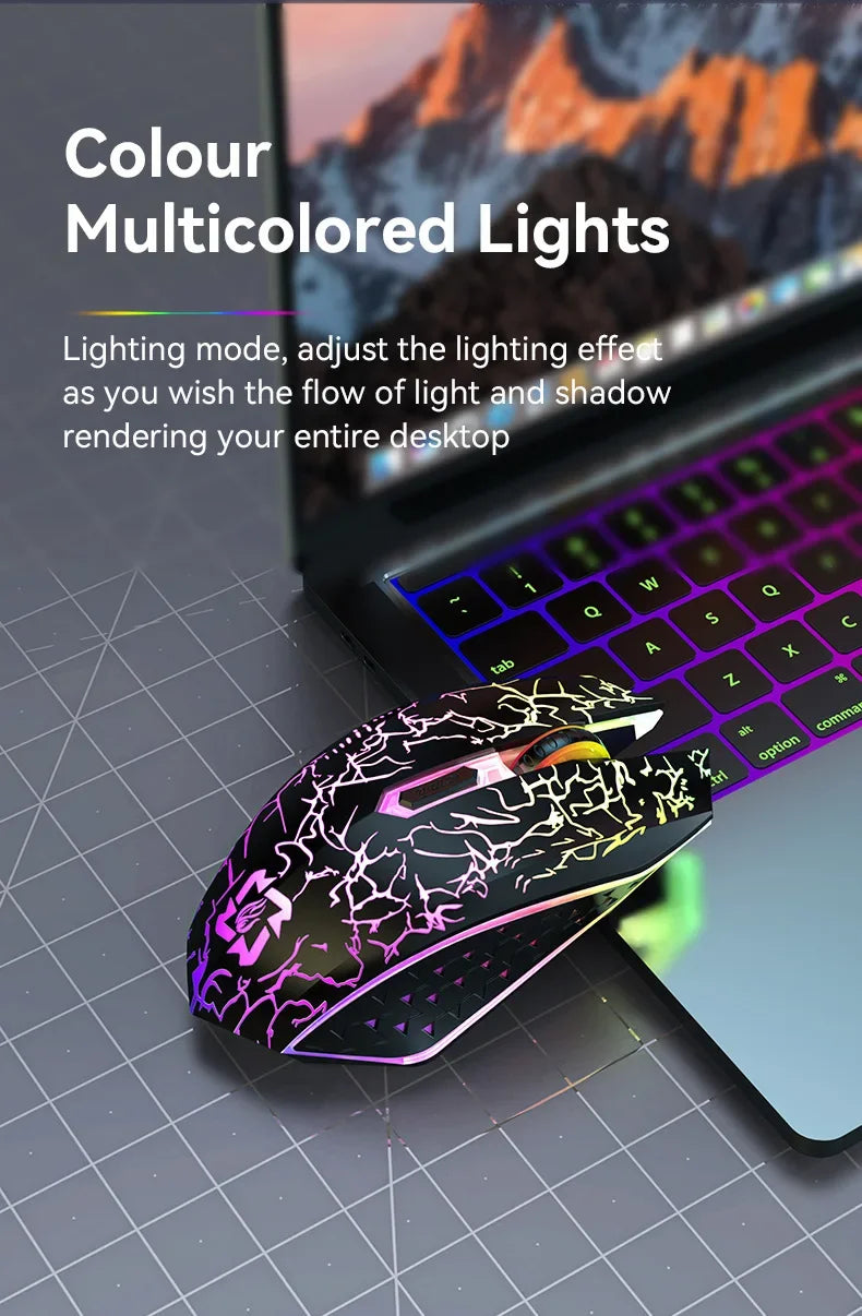 Ratón inalámbrico Bluetooth 5,2, ratón RGB para juegos, ratón silencioso, ratón recargable de 800-1200-1600 DPI, ratón para PC, portátil, Macbook