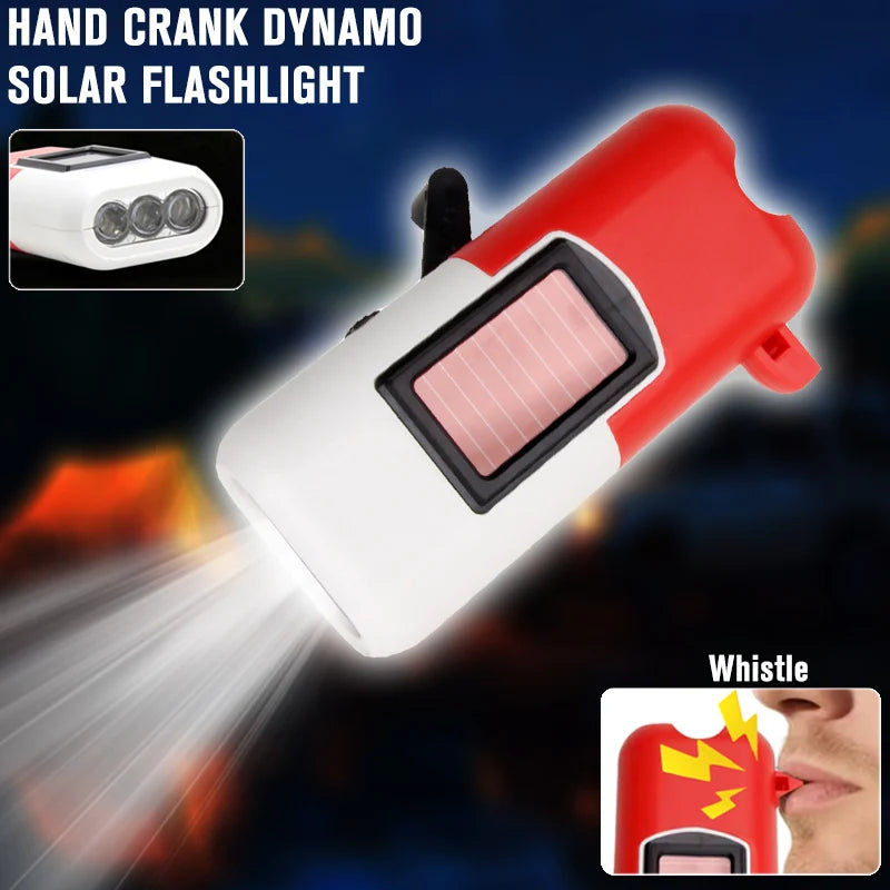 Linterna LED Dinamo de Manivela Solar para Camping